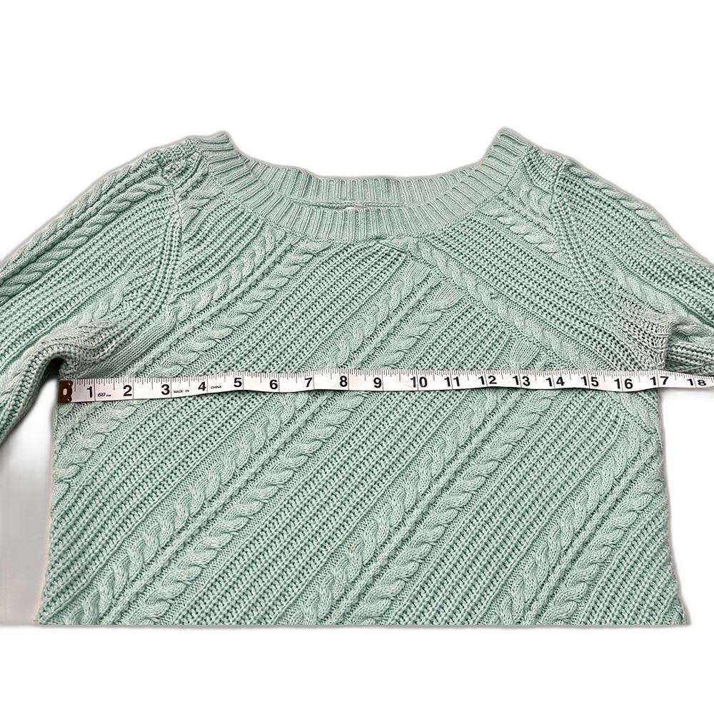 New York & Company Women’s Mint Green Cable Knit 3/4 Sleeve Sweater Medium - Picture 7 of 16